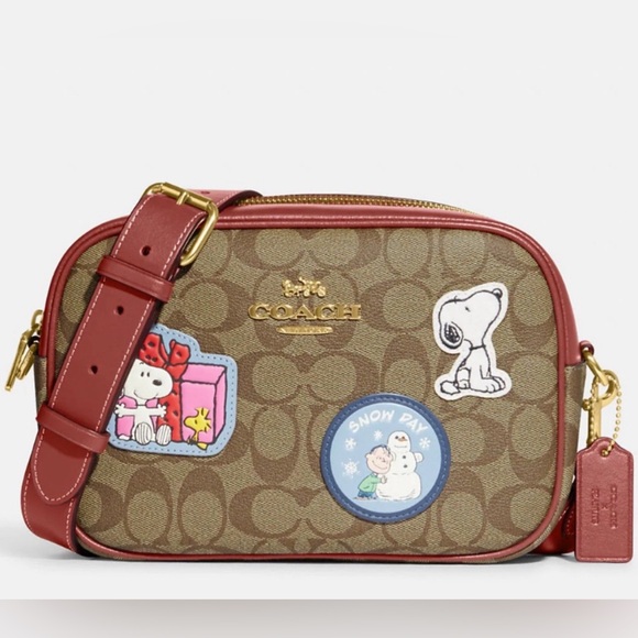 🐶 Coach X Peanuts Jamie Camera Bag In Signature Canvas With Patches Snoopy - Picture 1 of 11